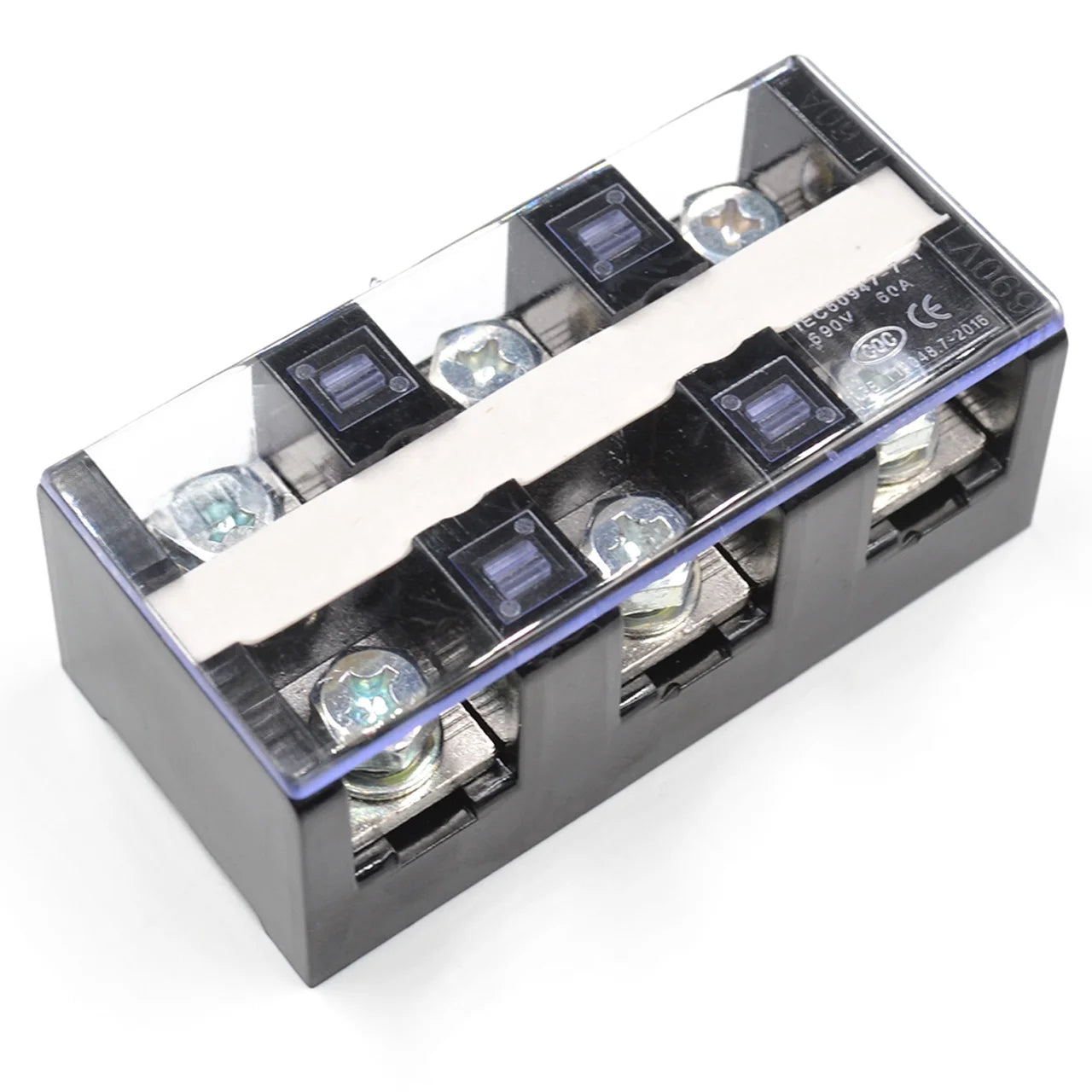 QTB-6003 Barrier Terminal Block Strip 3 Pin Screw Connector 57A Rated Current for 10mm2 Cable Power Distribution