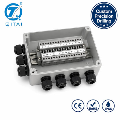 PBT Series Terminal Block Box IP66 Waterproof Integrated Junction Box with 3-6 Poles Pre-installed Terminal Strip