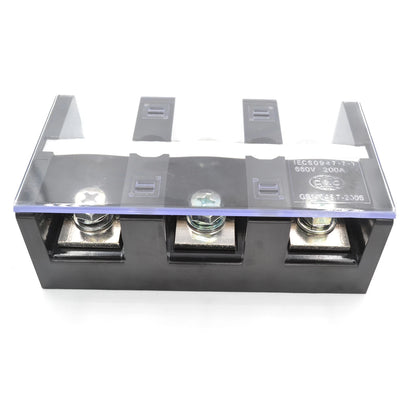 QTB20003 Large Current 3-Pole 192A Screw Terminal Block Durable PC Feed Through Made of Brass and Panel Mounting