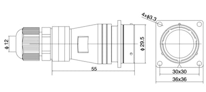 PTC 28F-8S  Industrial Waterproof Aviation Adapter Plug Socket Electrical Connector 2-26P Multi Application Connector