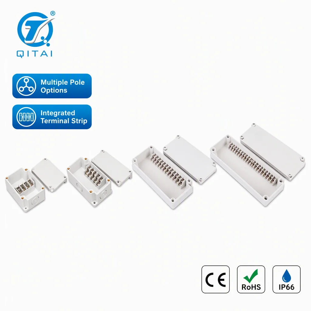 PBT Series Terminal Block Box IP66 Waterproof Integrated Junction Box with 3-6 Poles Pre-installed Terminal Strip