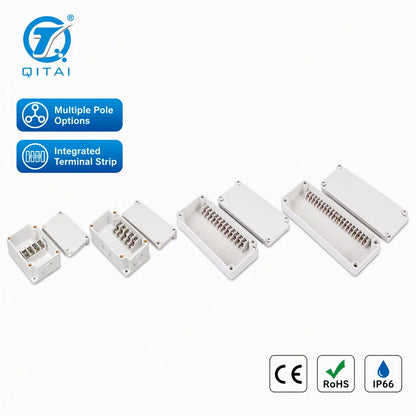 PBT Series Terminal Block Box IP66 Waterproof Integrated Junction Box with 3-6 Poles Pre-installed Terminal Strip