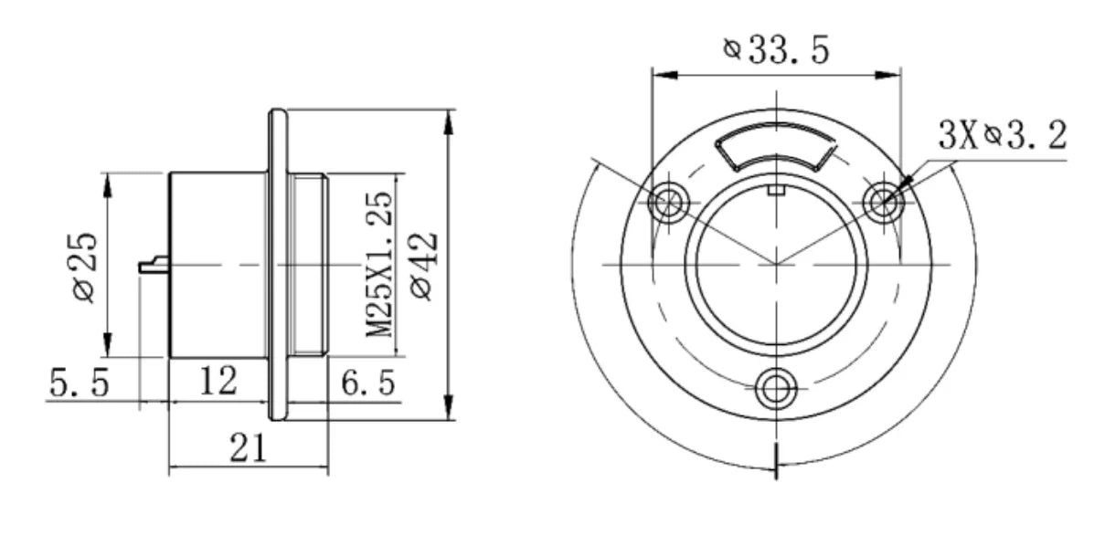 25MF-3E  Reverse Flange Socket E Waterproof Connector GX25 2-8Pin Circular Flange Cable Connector Aviation