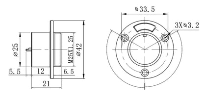 25MF-3E  Reverse Flange Socket E Waterproof Connector GX25 2-8Pin Circular Flange Cable Connector Aviation
