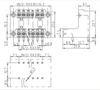 QSDL-381-RF-2X3P Factory Wholesale Double Level Right Angle Pin Header Pcb Male Connector Pluggable Terminal Blocks