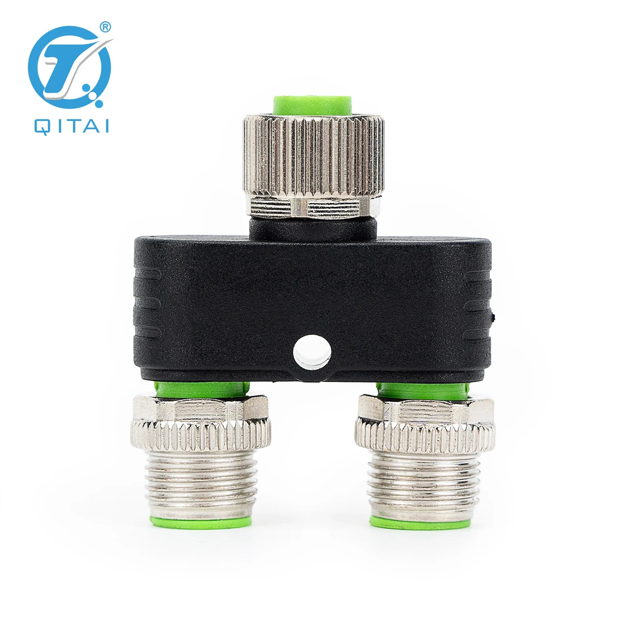 QITAI M12-F04 2xM04A Y Splitter Waterproof 4-Pin 2-Male to 1-Female Automotive Signal Sensor Connector Plug