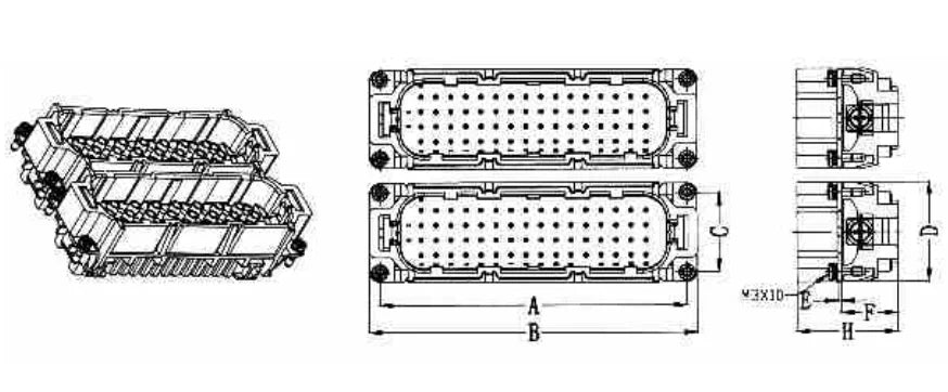 HD-128-MC 10A 250V Heavy Duty Connector Male Insert Crimp Terminal for Industrial Equipment