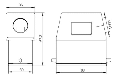 H10A-TKH-2B-M25 Heavy Duty Connector Compact Series Top Entry Protective Hoods Connector