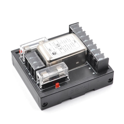 QMT072-10A EMC EMI Filter With Fuse and LED 8-pin 4 Out Terminal Block 10A/2A 220Vac  10A Single Phase Power Filter Din Rail