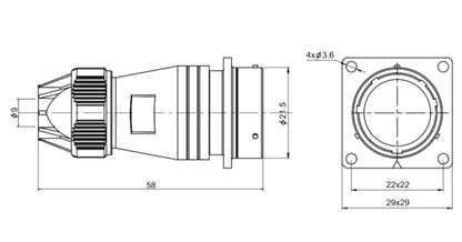 PTV20-6S  Waterproof Dustproof Industrial Plug Multicore Connector 2/3/4/5/6/7/8/9/10/12/14 Pin Circular Aviation Connector