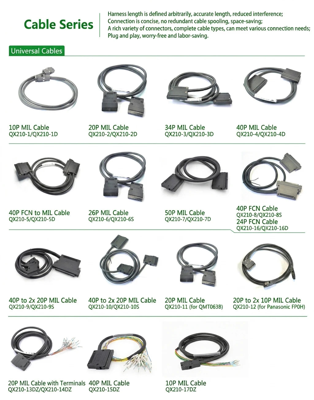 QX210-13DZ-500 20P Mil Cable with Terminal Block Connector Wires and Cables Solid Conductor Type Control Cable