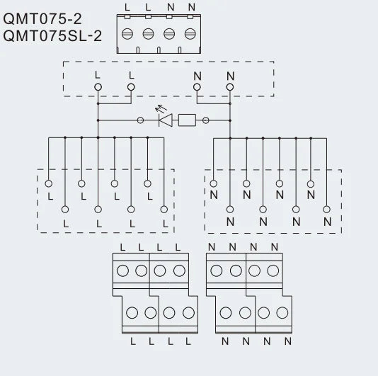 QMT075SL-2  General Terminal Block Standard 35mm DIN RAIL the Various Branches of the Load Components Output DC24V 15A