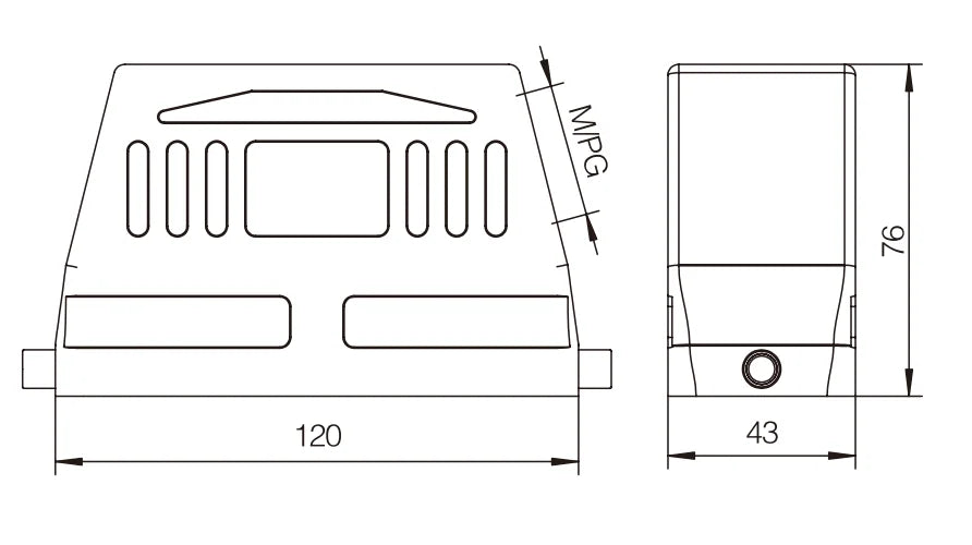 H24B-SKH-2B-M40 Heavy Duty Aluminum Connector Compact Series Top Entry Copper Contact Protective Hoods