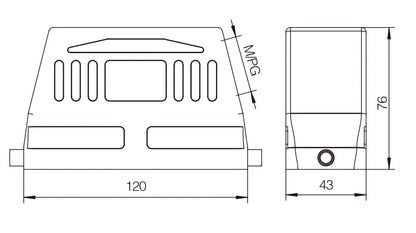 H24B-SKH-2B-M40 Heavy Duty Aluminum Connector Compact Series Top Entry Copper Contact Protective Hoods