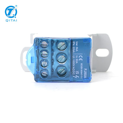 QFJ80A Single Pole Terminal Junction Box 80A Power Distribution for Automotive UKK-80A Screw Terminal Blocks