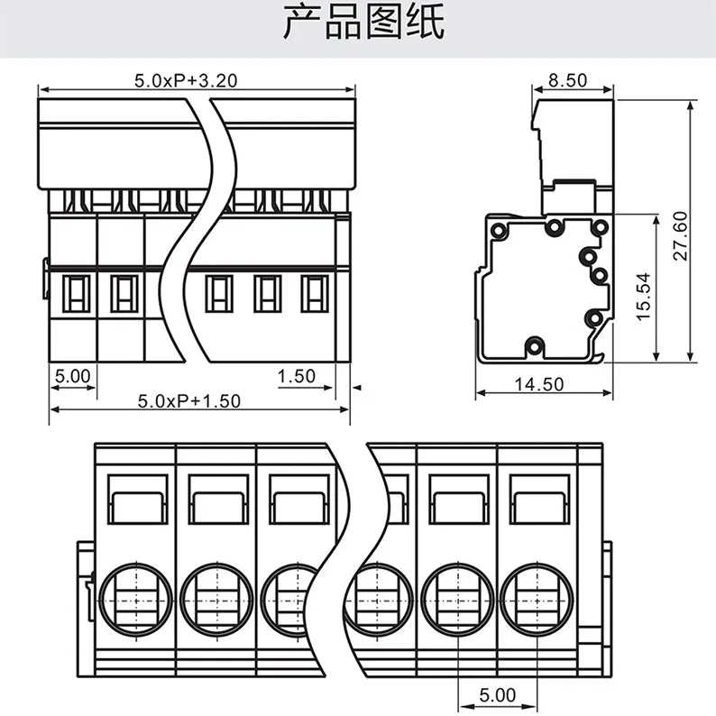 QNS-500  500mm 320V 12A   IP20  PA66  160V 10A  Terminal Block Connector Rated Terminal Block