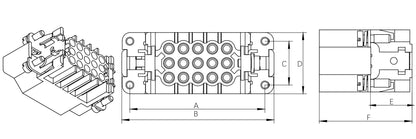 QITAI HD-064-FC 10A 250V Heavy Duty Connector Female Insert Crimp for Industrial Equipment Terminal Blocks