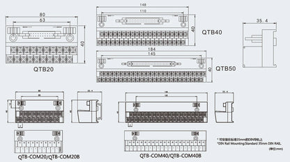 QTB-COM20B  20 Bit Common Din Rail Screw Terminal Block Module 125V/24V AC/DC 10A 10*DC24V+10*0V   XTB-COM20B