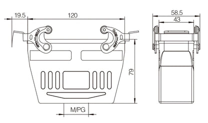 H24B-DJKH-2L-M32 Heavy Duty Industrial Connector Compact Series Top Entry Aluminum Housing Copper Contact Protective Hoods