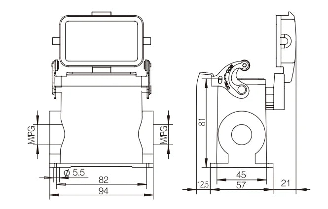 QITAI H10B-SGH-CV-1L-PG21 Heavy Duty Industrial Connector Compact Series Top Entry Copper Contacts 250V Protective Hoods