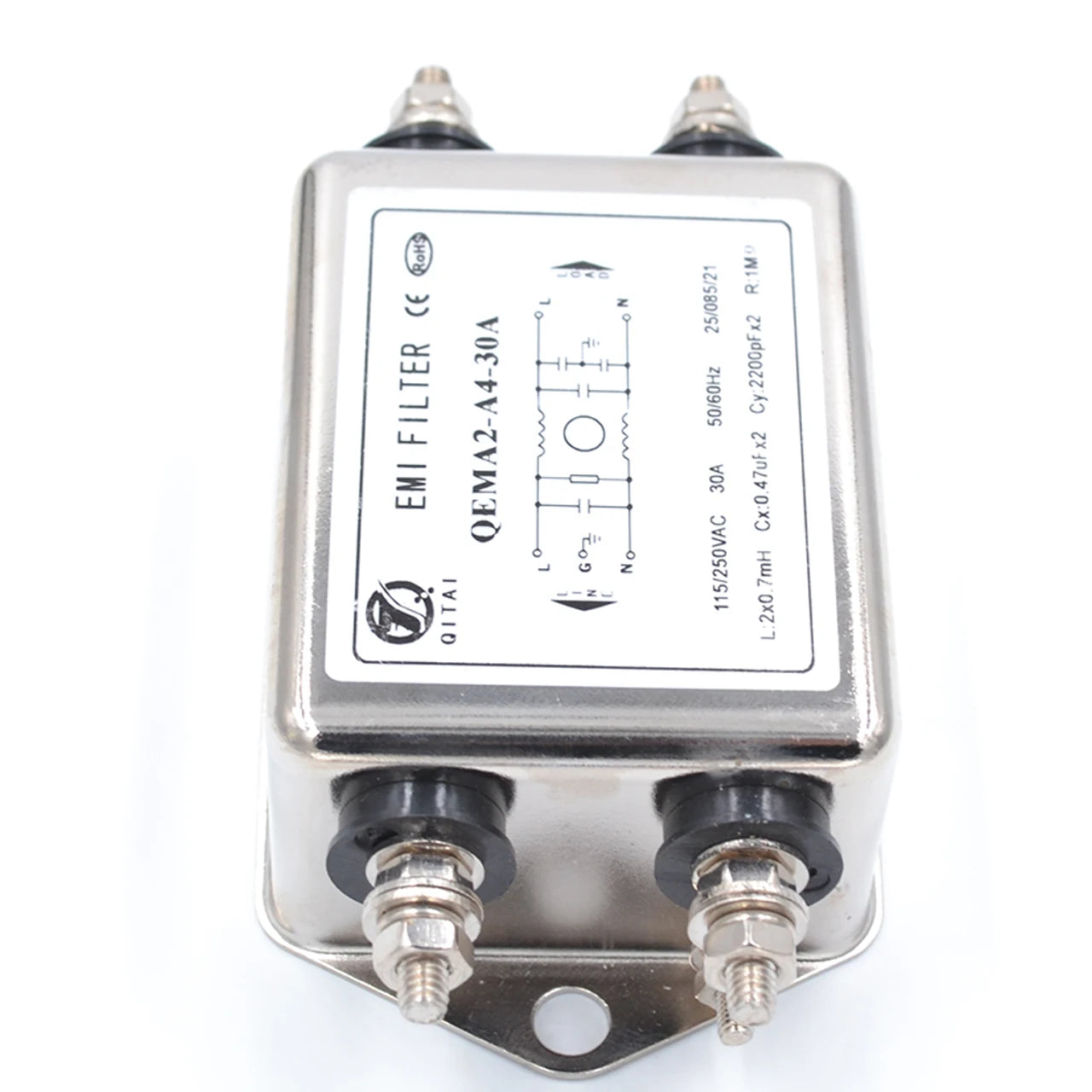 QEMA2-A4-30A Series115V 250V AC Single-Phase Power Filter with Differential & Common-Mode Interference Suppression
