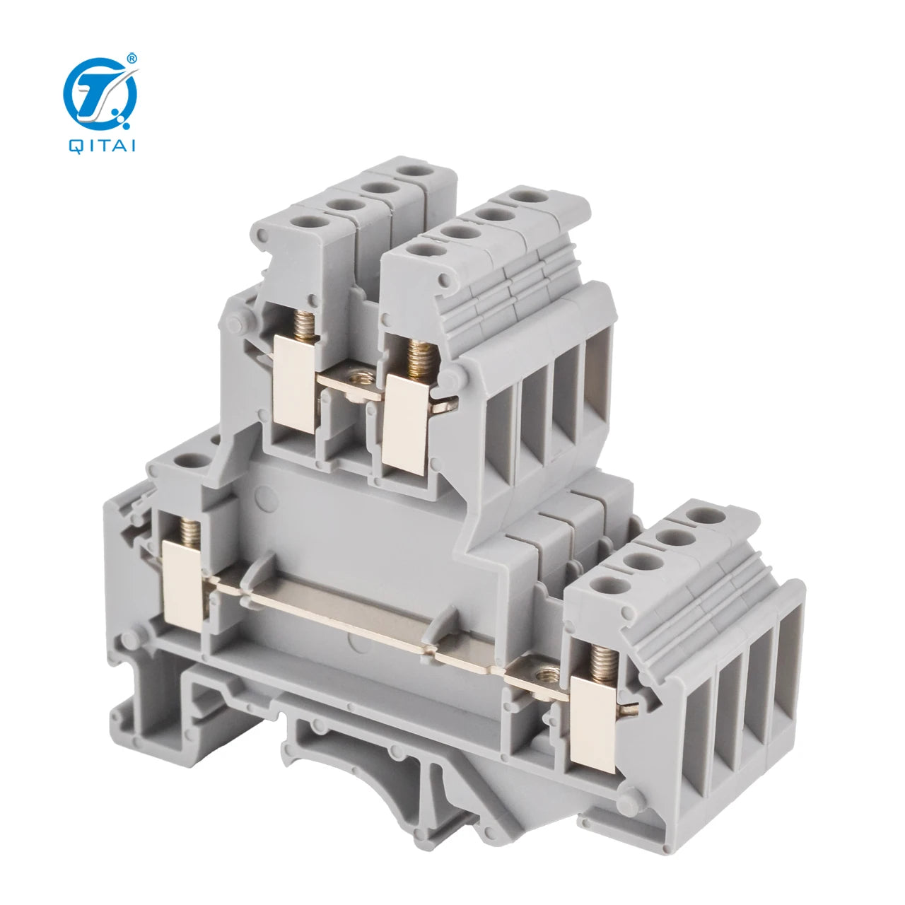 QUKJ-4/2-2L 500V 32A 0.2-4mm2 Double-level Screw Terminal Blocks 2 Layer 4-Connductors Wire Electrical DIN Rail Connectors