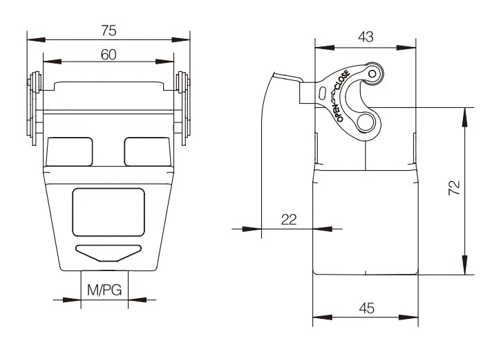 H6B-DJKH-1L-M25 Heavy Duty Connector Compact Series Top Entry Protective Hoods