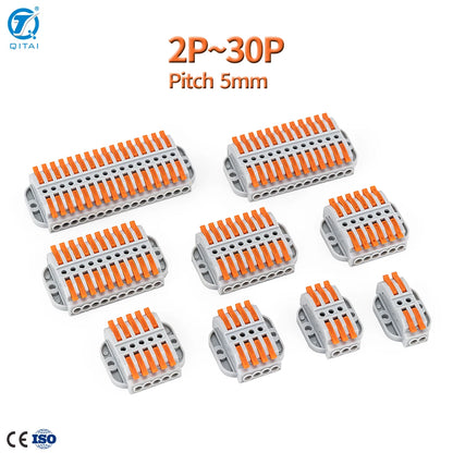 KV233-500T-12P 12P 250V 32A Cable Connector Enclosure Orange Mini Quick Plug Splicing Terminal Management Wire Conductor