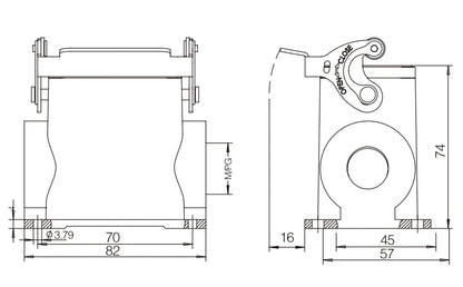 H6B-SGH-1L-2PG29 Heavy Duty Connector Compact Series Top Entry Protective Hoods