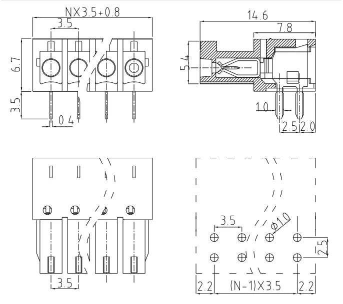 QSP-3.5R  3.50mm Pitch 2P-24P Socket Plug Terminal Block Connector PCB Plug-in Type Green Terminal Block