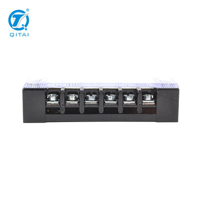QITAI QTB-1006 17.5A Dual Row Screw Barrier Terminal Block Brass 6 Position Wire Connector Strip 600V Easy Installation Panel