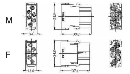 HVME-006-MC 16A 830V Heavy Duty Connector V0 Male Insert Crimp Terminal for Industrial Electric Communication Equipment