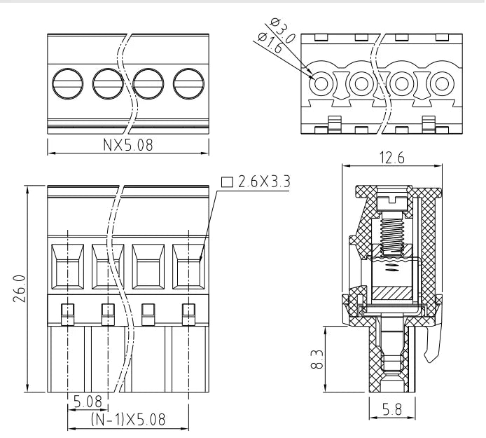 QPRB-508 5.08mm Pitch 2P-24P 300V 15A High Strength Spring Wire Strong Shock Resistance Plug Connector Terminal Blocks PCB