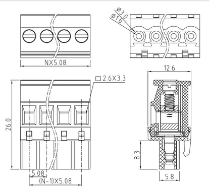 QPRB-508 5.08mm Pitch 2P-24P 300V 15A High Strength Spring Wire Strong Shock Resistance Plug Connector Terminal Blocks PCB