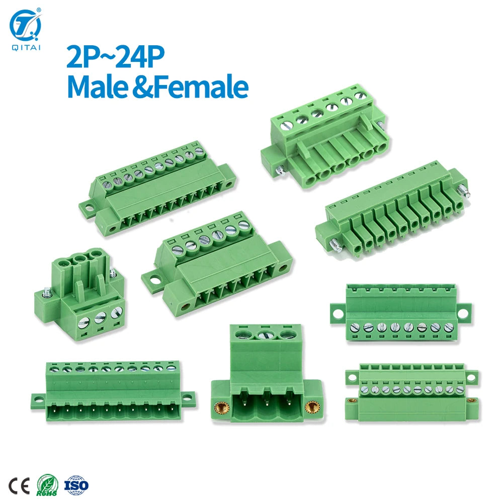 QPS-508T-8P 300V 10A 15A Pitch PCB Mount Screw Wiring Printed Circuit Board Easy Plug-in Terminal Block  50A
