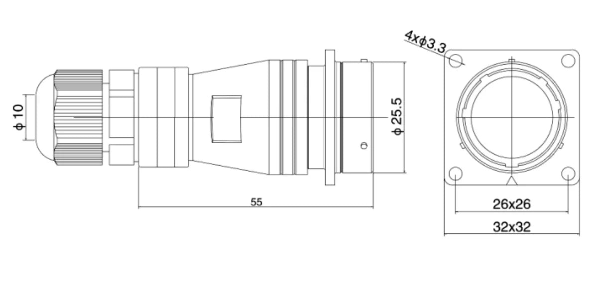 PTC24F-10S  24MM Professional Aviation Wire Connectors Manufacturer CNC Electrical Equipment 6/10/12/19 Pin Waterproof Connector