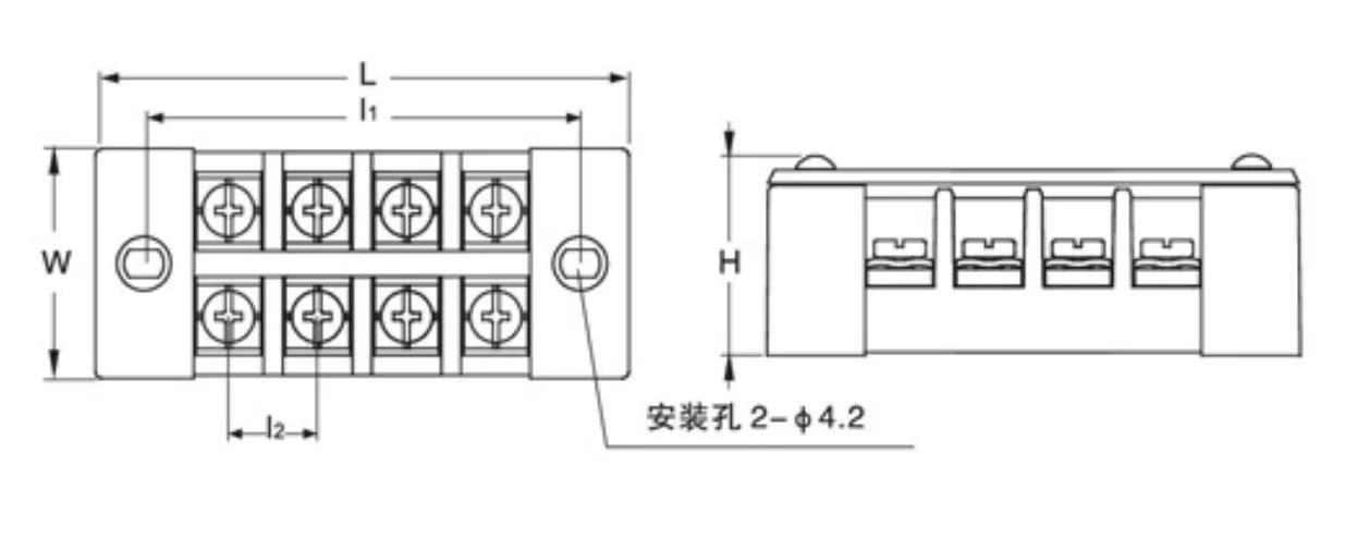 QTB-3004 32A Wire Barrier Terminal Strip Easy Installation Professional Brass 5 Bits Fixed Dual Row Terminal Block