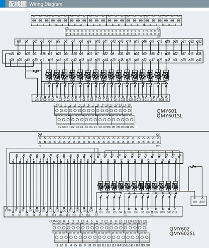 QMY602 CNC Automation PLC Control QMY602 5A 250VAC 110VDC 16 Channel Automotive Relay Module 1a Terminal Block Brass Contact