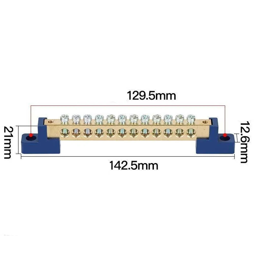Brass Terminal Block Neutral Earth Protection Bus Bar Busbar Strip Copper Connector 4P/6P/8P/10P/12P Ground Bus Terminal