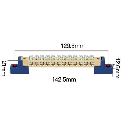 Brass Terminal Block Neutral Earth Protection Bus Bar Busbar Strip Copper Connector 4P/6P/8P/10P/12P Ground Bus Terminal