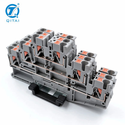 PT2.5-3L Three-layer Multi-layer Stratified Feed Through Din Rail Spring Electrical Wire Connector Industry Terminal Block