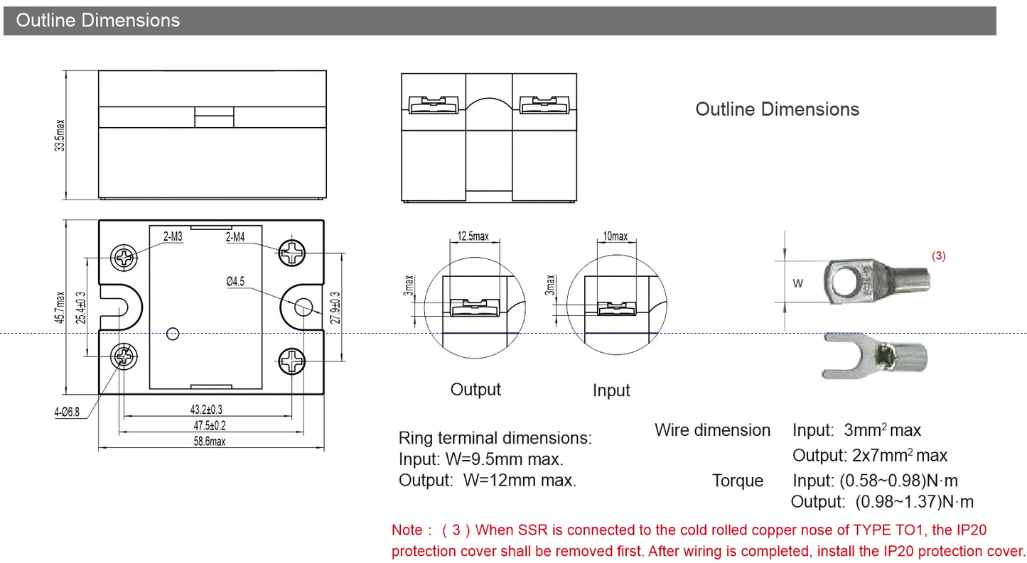 QSR380D25-L(068)  25A AC380V  DC4-32V Single Phase Solid State Relay Panel Mount SSR Relay