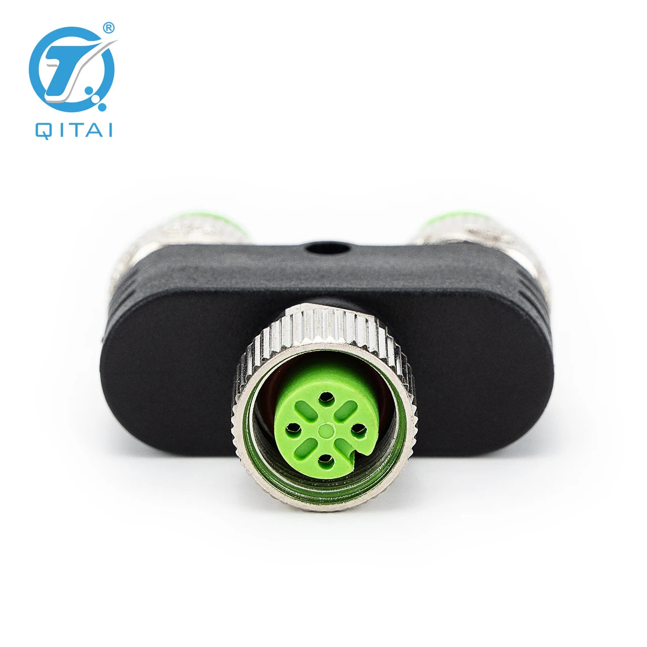 QITAI M12-F04 2xM04A Y Splitter Waterproof 4-Pin 2-Male to 1-Female Automotive Signal Sensor Connector Plug