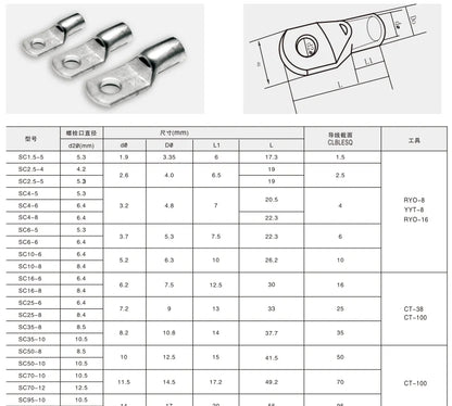 SC Series Terminal Lug or Wire Terminal Insulated Ring Terminal Electrical Wire Connector Insulated Crimp Connectors