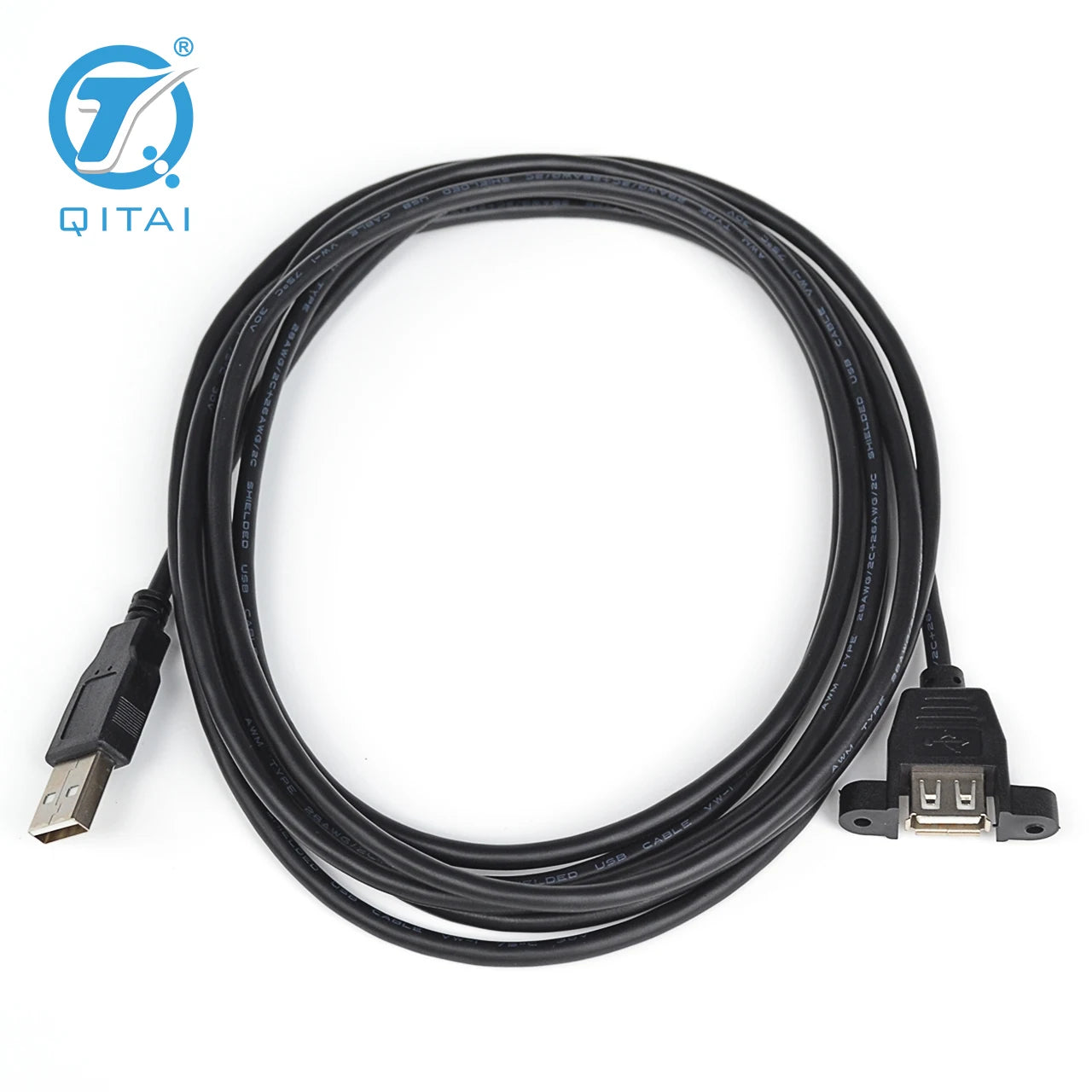 QX205-1-300 USB Extension Cable D-SUB Cable 2.0 USB Interface 0.3-5m 480Mbps Support Charging Data Transimission