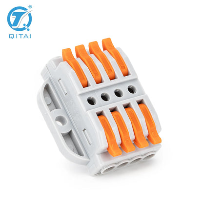 KV233-500T-4P 4P 250V 32A Lever Terminals Orange Mini Quick Connector Splicing Terminal Independent Management Wire Conductor