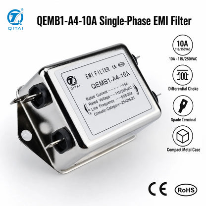 QEMB1-A4-10A 10A Single Phase Mains EMI Filter Differential dimension drawing