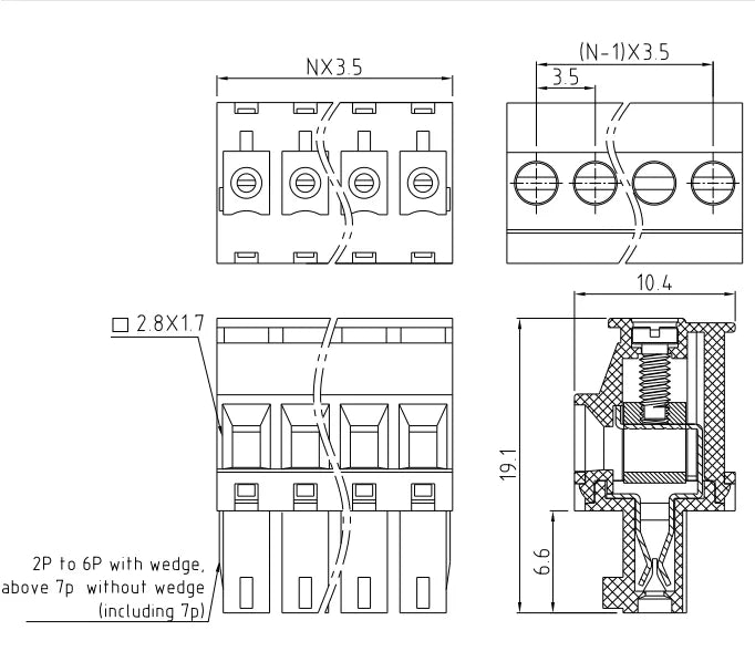 QPRA-350 3.50mm Pitch 2P-24P 300v 10A Green High Strength Spring Wire Strong Shock Resistance Plug PCB Terminal Connector Blocks