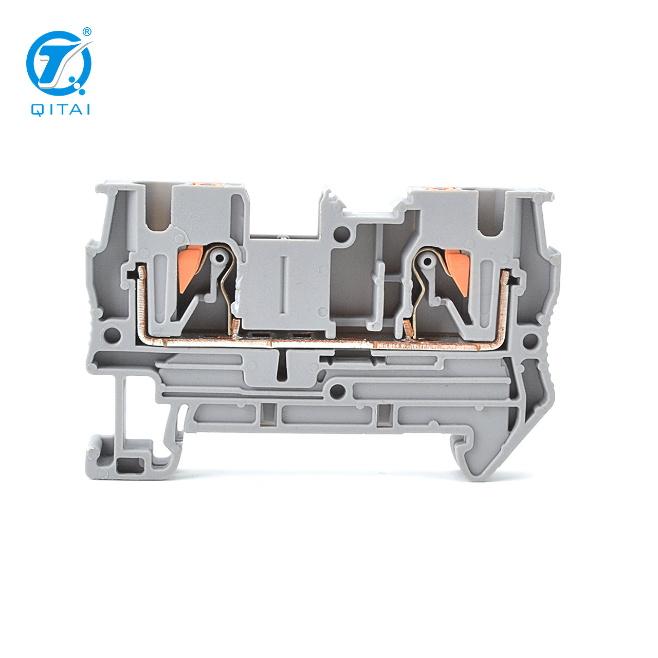 QPT4 Mm² Electronic Feed-through Terminal Block Gray Blue Orange Copper Contact Fire-resistant PA66 800V 32A Din Rail Terminals