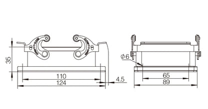 H32B-ST-2L Heavy Duty Connector 10A Copper Contact 250V Compact Series Top Entry Protective Hoods